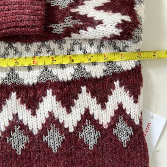 Lucky Brand Nordic Fair Isle Geometric Pattern Knit Sweater Mock Neck Women Sz M - Picture 7 of 8